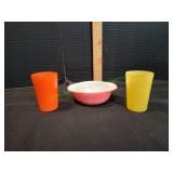 (2) Hazel-Atlas Juice Glasses w/ Mini Pyrex Bowl