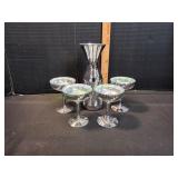 Vtg Silver-Plated Glasses w/ Matching Decanter