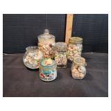 Decorative Glass Jars w/ Sea Shells