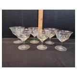 (6) Vtg Etched Sherbert Stem Glasses