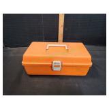 Orange Tackle Box w/ Hooks, Weights & More