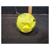 Vtg Yellow Flower Art Glass Paperweight