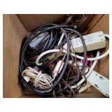 Box of Power Strips, Extension Cords & More