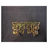 (2) Vtg Brass Butterfly Wall Sconce Candle