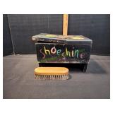 Vtg Hand-Painted Wood Shoe Shine Kit