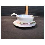 Vtg Handpainted 3pc Mayonnaise Bowl Set