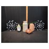 (2) Silver Metal Bling Bursts w/ Vase & More