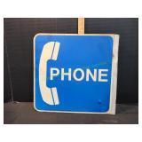 Vtg Double Sided Metal Phone Sign