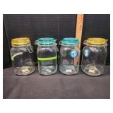 (4) Airtight Glass Storage Jars w/ Hinged Lids