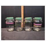 (4) Airtight Glass Storage Jars w/ Hinged Lids
