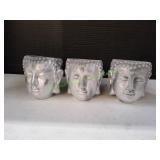 (3) Buddha Face Flower Pots
