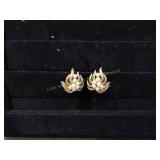 Vtg Crown Trifari Gold-Tone Clip-On Earrings