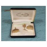 Vtg Anson Elks Lodge Cufflink & Tie Clip Set