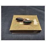 Vtg Black Onyx Clip-On Earrings