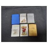 (6) Vtg Zippo Lighters