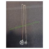 (2) Sterling Silver Pentacle Necklaces