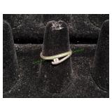 Ladies Diamond Bypass Band Ring, Sz 6.5