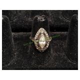 Ornate Filigree Marquise Cut Stone Ring, Sz 7.5