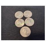 (5) 1979 Susan B Anthony Dollar Coins