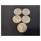 (5) 1979 Susan B Anthony Dollar Coins