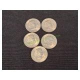 (5) 1979 Susan B Anthony Dollar Coins