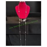 Opera Length White & Grey Long Strand Necklace