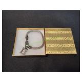 Vtg Silver-Tone Mesh Tube Bracelet w/ Photo Charm