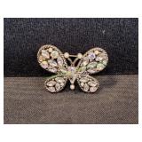 Vtg Rhinestone Butterfly Brooch