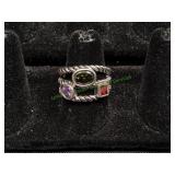 Vtg Multi-Colored Textured Ring, Sz 8