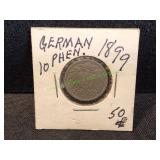1899 German 10 Pfennig Coin