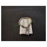 Vtg Silver-Tone Mesh Tube Bracelet w/ Photo Charm