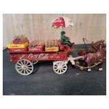 Vtg Cast Iron Coca-Cola Horse-Drawn Delivery