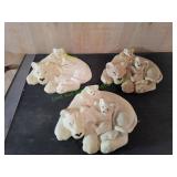 (3) Vtg Lioness w/ Cubs Figurines