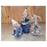 (3) Vtg Porcelain Clown Figurines