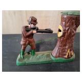 Vtg Cast Iron Teddy and the Bear Mechanical Bank