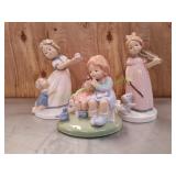 (3) Vtg Porcelain Young Girl Figurines