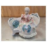 Vtg Porcelain Victorian Style Sitting Figurine