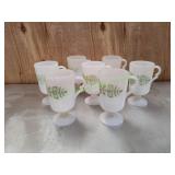 (7) Vtg McKee Glasbake White Footed Mugs