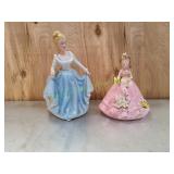 (2) Vtg Porcelain Dancing Girl & Mom Figurines