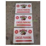 (3) Vtg Hadi Shrine Circus $5 Parking Signs