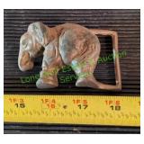 Vtg Brass Circus Elephant Belt Buckle