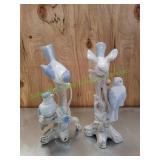 (2) Vtg Porcelain Birds on Branch Figurines