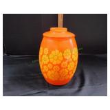 Vtg Bartlett Collins Orange Glass Cookie Jar