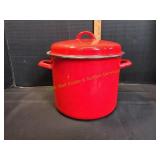 Red-Speckled Enamel Stockpot w/ Lid