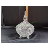 Vtg Crystal Footed Candy Dish