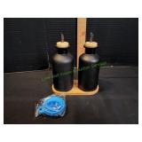 Black Frosted Glass Oil & Vinegar Dispensers