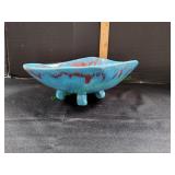 Vtg Pottery Footed Bowl