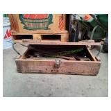 Large Wood Military Box w/ Large Wrenches & More