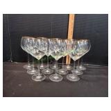 (12) Vtg Gold Rim Wine Glasses