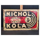 Vtg 18.5x11 Nichol Kola Metal Sign